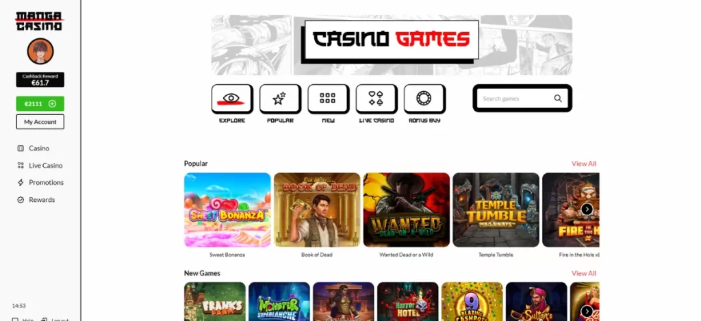 Manga casino profil joueur jeux en ligne